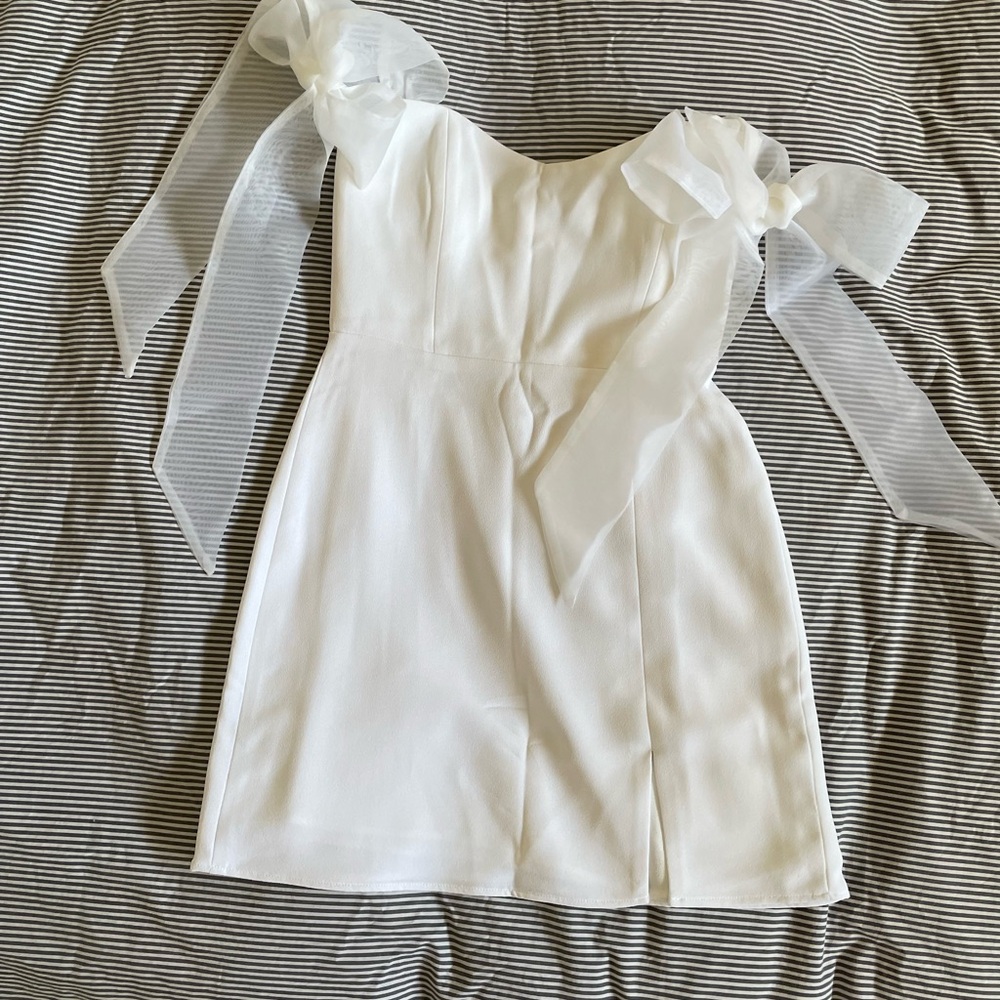 Park & Fifth White Mini Dress with Sheer Bows
